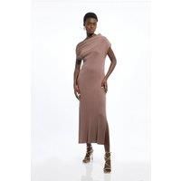 Cashmere Blend One Off The Shoulder Midaxi Dress
