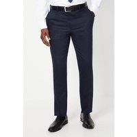 Burton Mens Suit Trousers Navy Herringbone Tailored Fit Business Formal