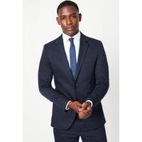 Burton Mens Suit Navy Herringbone 3 Piece Tailored Fit Single Breasted