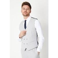 Mens Slim Fit Grey Heathered Wedding Waistcoat - L