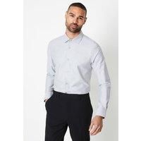 Mens Light Grey Easy Iron End On End Slim Fit Long Sleeve Shirt