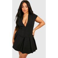 Womens Plus Pleated Mini Skirt
