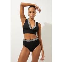 Bandage Embellished Trim Cut Out Bikini Top