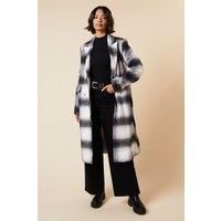 Dorothy Perkins Womens Coat Grey Tall Wool Check Double Breasted Side Pockets