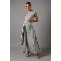 Maternity Twist Detail One Shoulder Jersey Bridesmaids Dress