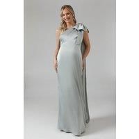Coast Womens Maxi Dress Sage One Shoulder Satin Wedding Bridesmaids Gown