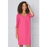 Wallis Womens Mini Shift Dress Berry Lace Ruffle Sleeves Spring Summer