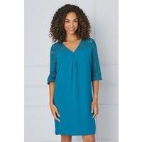 Wallis Womens Mini Shift Dress Blush Lace Ruffle Sleeves Spring Summer