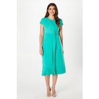 Wallis Womens Bodycon Dress Turquoise Short Sleeve Midi Wrap Buckle Detail