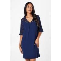 Wallis Womens Mini Dress Navy Fit Flare 3/4 Sleeve Woven Spring Summer
