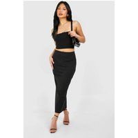 Womens Petite Woven Stretch Midaxi Skirt