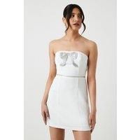 Coast Womens Mini Dress Ivory Sleeveless Fit Flare Crepe Bow Wedding