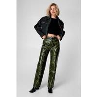 Nastygal Womens Trousers Green Green Straight Leg High Waisted Stylish