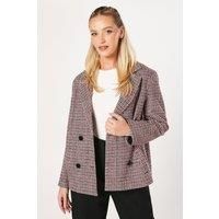 Dorothy Perkins Womens Coat Red Check Blazer Long Sleeve Button Cuffs