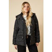 Womens Short Luxe Quilted Padded Puffer Belted Coat