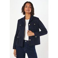 Dorothy Perkins Womens Jacket Navy Military Button Short Casual Pockets