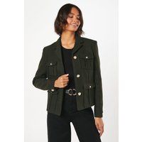 Military Button Wool Short Jacket