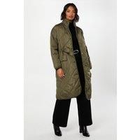 Dorothy Perkins Womens Coat Drawstring Waist Padded Khaki Jacket