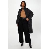 Dorothy Perkins Womens Coat Drawstring Waist Padded Black Jacket