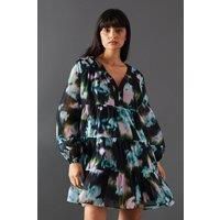 Warehouse Womens Mini Dress Multi Floral Short Woven Spring Summer