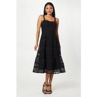 Coast Womens Midi Dress Black Lace Panelled Sleeveless Summer Occasion