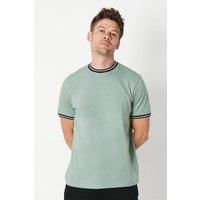 Mens Tipped Crew Neck - Sage - S