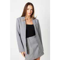 Womens Collarless Gingham Blazer