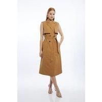 Tall Tailored Sleeveless Belted Trench Coat