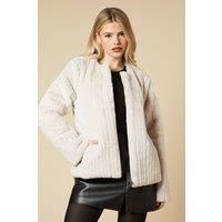 Dorothy Perkins Womens Longline Neutral Fur Coat Casual Elegant Jacket