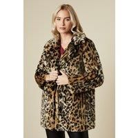 Leopard Print Faux Fur Coat