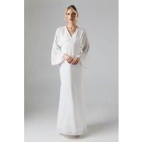 Coast Womens Maxi Dress Ivory Embellished Shoulder Tie Back Wedding Gown