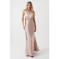 Coast Womens Maxi Dress Mocha Satin One Shoulder Bridesmaid Hotel Wedding