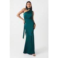 Coast Womens Maxi Dress Emerald Satin One Shoulder Bridesmaid Hotel Wedding