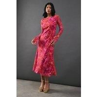 Warehouse Womens Midi Dress Berry Versatile Spring Summer Statement Piece