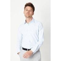 Burton Mens Button Up Shirt Blue Slim Fit Easy Iron Long Sleeve