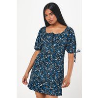 Womens Petite Animal Tie Front Mini Dress