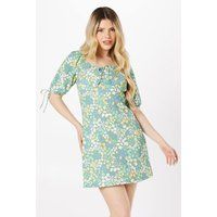 Womens Green Floral Tie Front Mini Dress