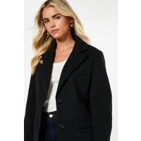 Dorothy Perkins Womens Coat Black Petite Herringbone Oversized Blazer