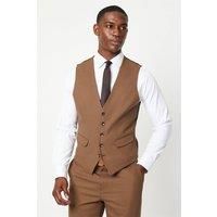Copper Plain Weave Slim Fit Suit Waistcoat