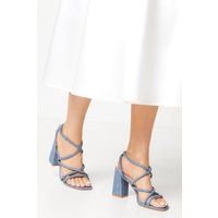 Oasis Women's Molly Faux Leather Strappy Block Heeled Sandals in Denim | Size: 4