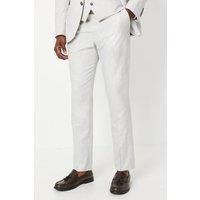 Mens Linen Blend Slim Fit Suit Trouser - Pale Grey - 38R