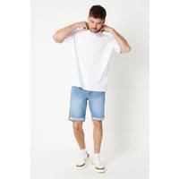 Mens Light Wash Denim Short - Light Blue - 28