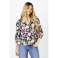 Womens Floral Wrap Blouse