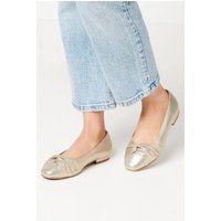 Wallis Womens Flats Champagne Soft Square Toe Twist Knot Comfort Spring Shoes