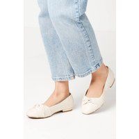 Womens Petunia Wide Fit Twist Knot Front Soft Sqaure Toe Flat Shoe
