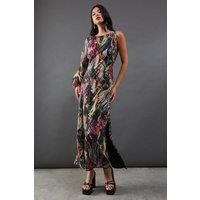 Warehouse Womens Maxi Dress Multi One Shoulder Split Front Chiffon