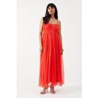 Warehouse Womens Maxi Dress Red Sleeveless Strappy Bandeau Long Woven