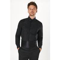 Burton Mens Button-Up Shirt Black Collared Formal Slim Fit All Seasons