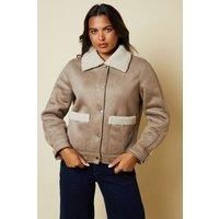 Dorothy Perkins Taupe Aviator Jacket Womens Casual Jackets & Coats