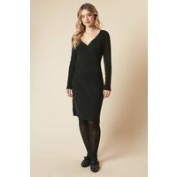 Womens Wrap Ribbed Knitted Midi Dress